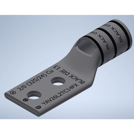 Burndy HYLUG, Copper Compression Lug, 2 Hole w/ Inspection window, 2/0 Flex, YAV26L2TC14FX
